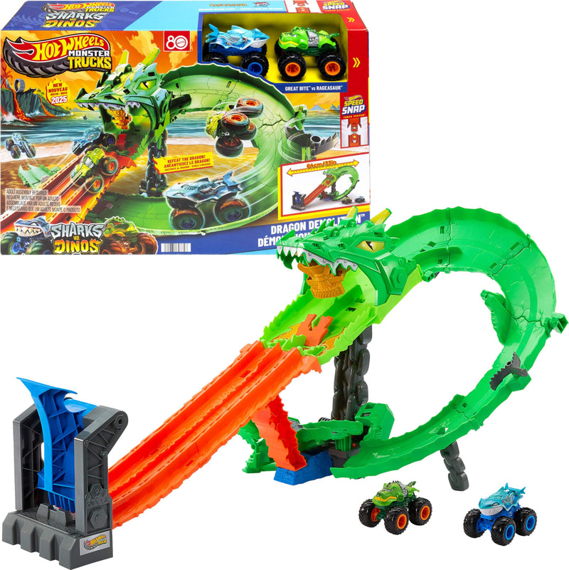 **Hot Wheels Mt Sharks Vs Dinos Dragon Destruction