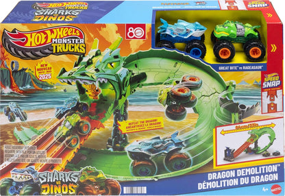 **Hot Wheels Mt Sharks Vs Dinos Dragon Destruction