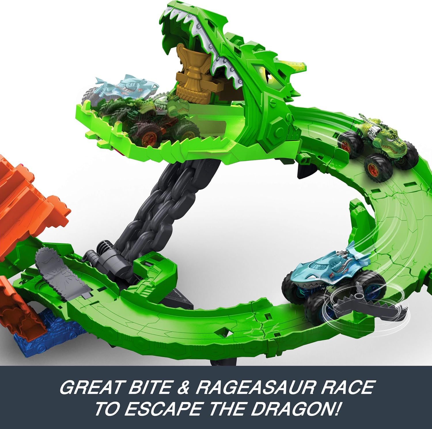 **Hot Wheels Mt Sharks Vs Dinos Dragon Destruction