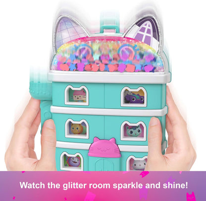 Polly Pocket x Gabby’s Dollhouse Compact, Micro Dolls and Playset, 9 Themed Accessories, Pandy Paws, Cakey, & MerCat Pet Friends, JFV02