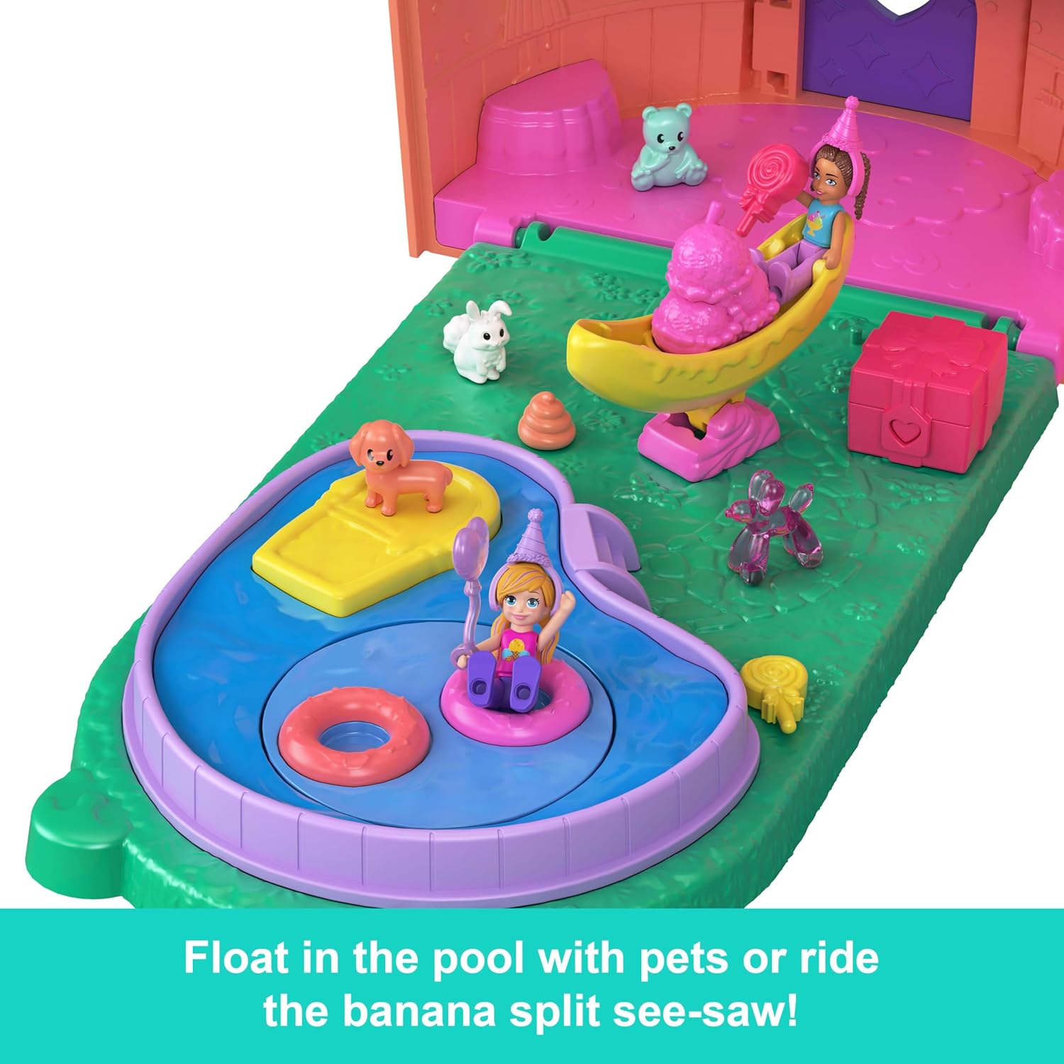 Polly Pocket Micro Dolls & Large Gelato House Playset, Ice Cream Bear Theme with 25+ Accessories Including Furniture, Food, and Pets (Amazon Exclusive
