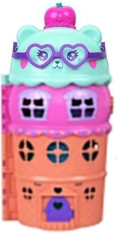 Polly Pocket Micro Dolls & Large Gelato House Playset, Ice Cream Bear Theme with 25+ Accessories Including Furniture, Food, and Pets (Amazon Exclusive