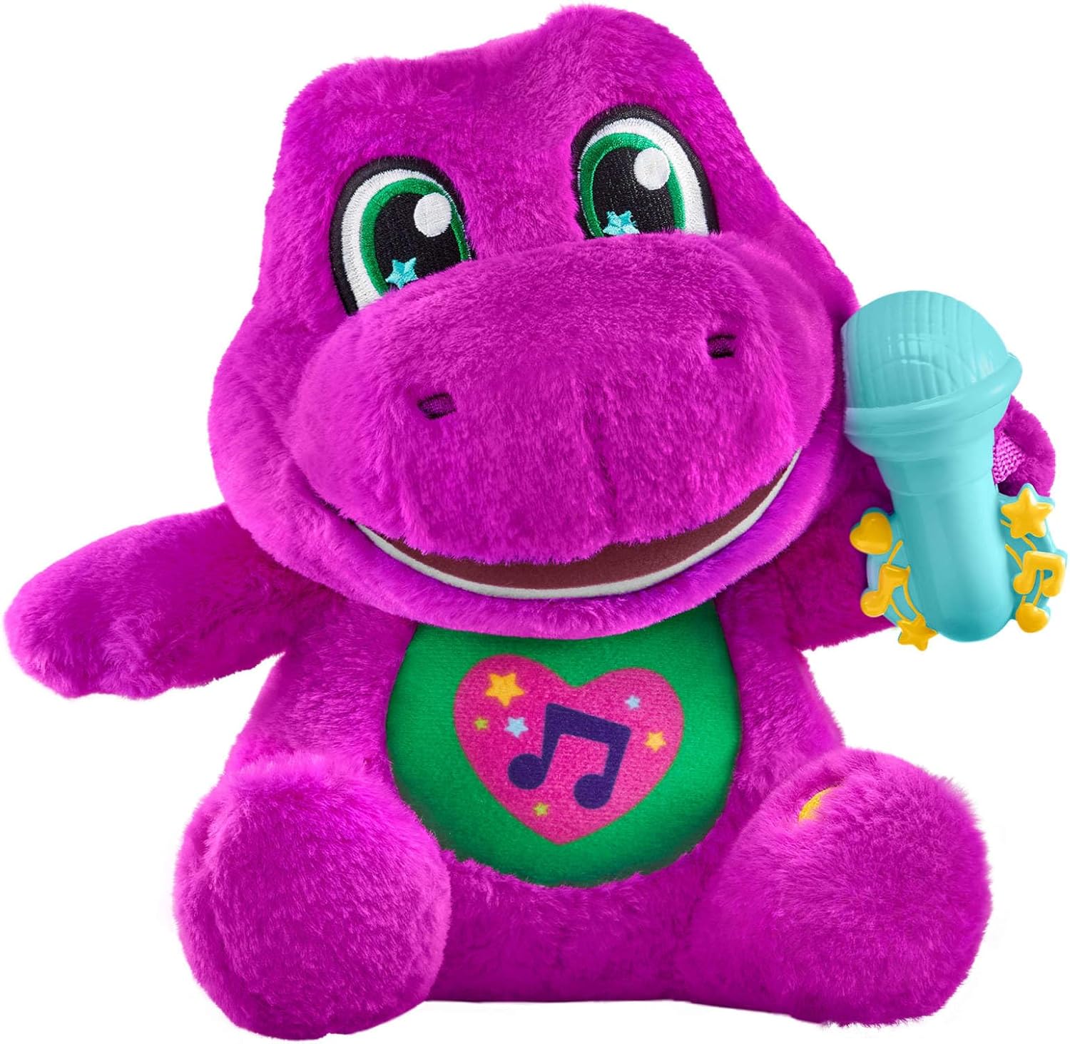 Barney World Toddler Toys, Tall Plush, 10.5 -inch Figure with Sounds, Soft Texture for Play, Kids Ages 2+ Years, Multilingual Version in English, French, German, Italian and Dutch, JGT51