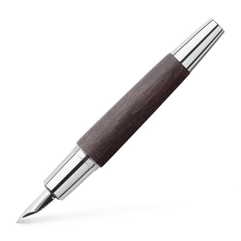 Faber-Castell Fountain Pen E-Motion Wood/Chrome Black B