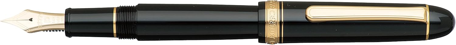 PLATINUM Japanese Fountain Pen #3776 Century Gold Trim Black in Black UEF/Black/0.18-0.24 mm/Handmade/14K Gold Nib with Gift Box/Fountain Pen