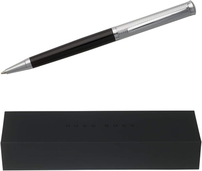 Hugo Boss HSW5804 Sophisticated Diamond Ballpoint Pen - Chrome/Black