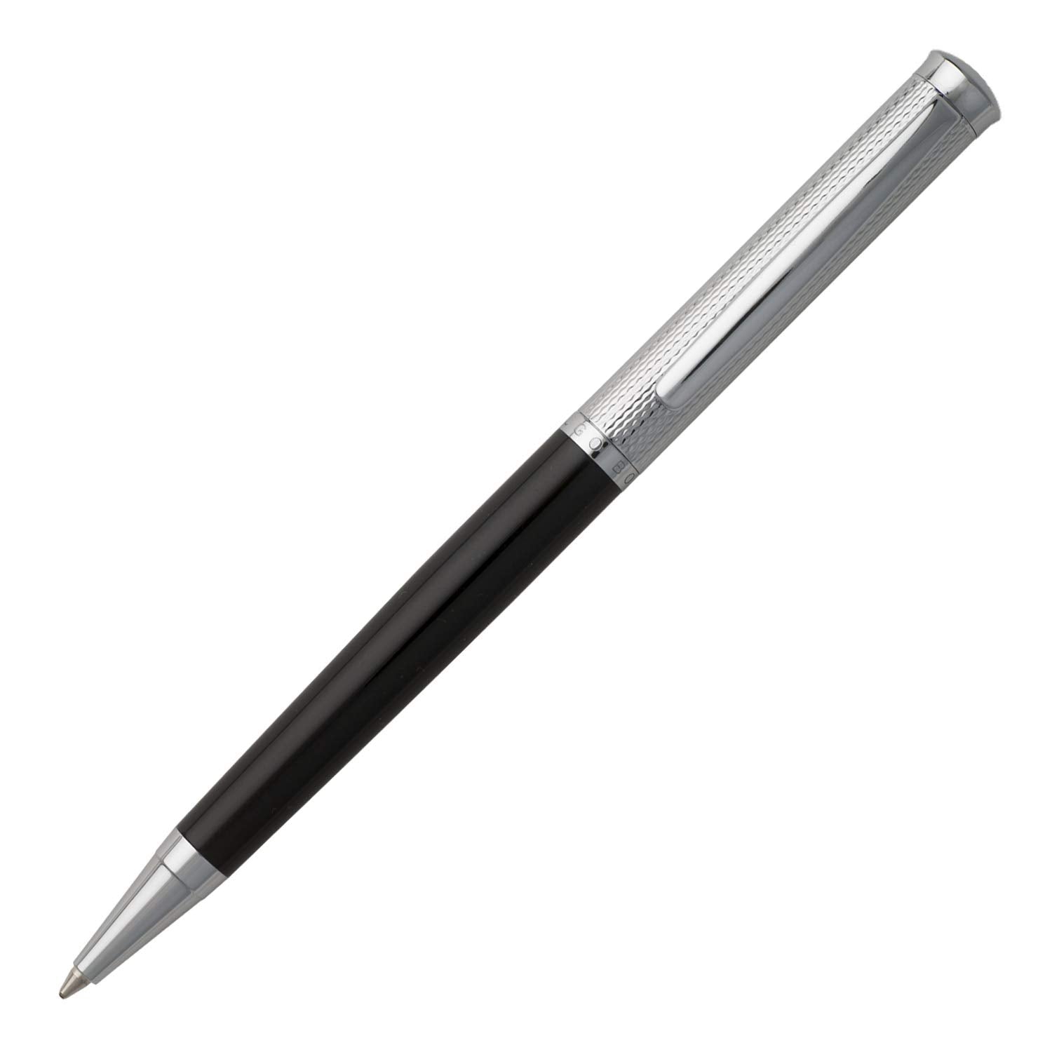 Hugo Boss HSW5804 Sophisticated Diamond Ballpoint Pen - Chrome/Black