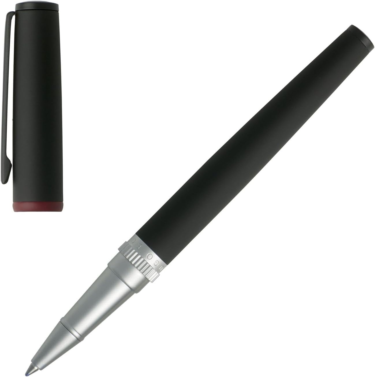 Hugo Boss HSG8025A Gear Rollerball Pen - Black/Medium Red/Silver