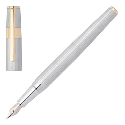 Hugo Boss Gear Pinstripe Silver/Gold Fountain Pen