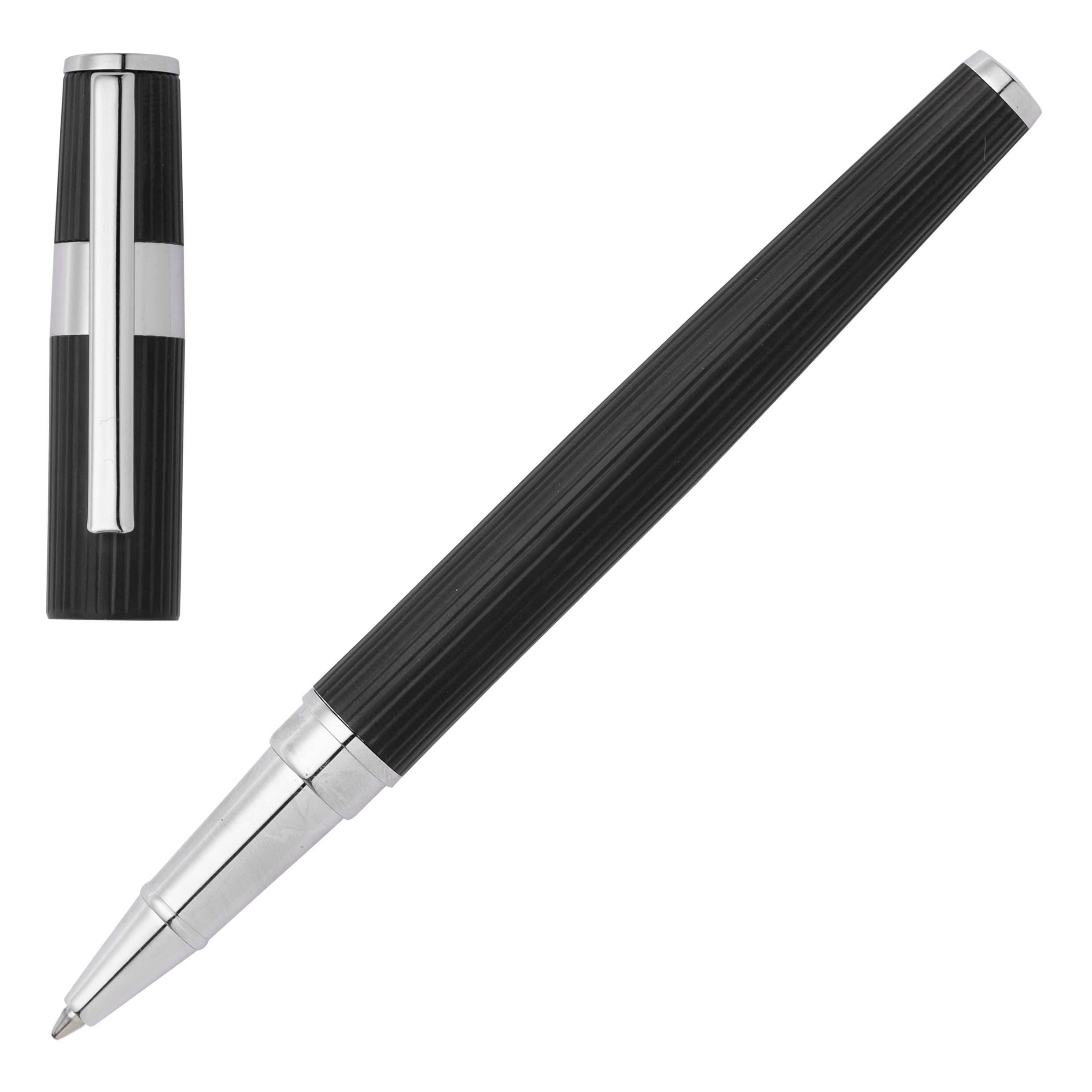 Hugo Boss Rollerball Pen Gear Pinstripe Black / Chrome