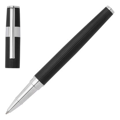 Hugo Boss Rollerball Pen Gear Pinstripe Black / Chrome