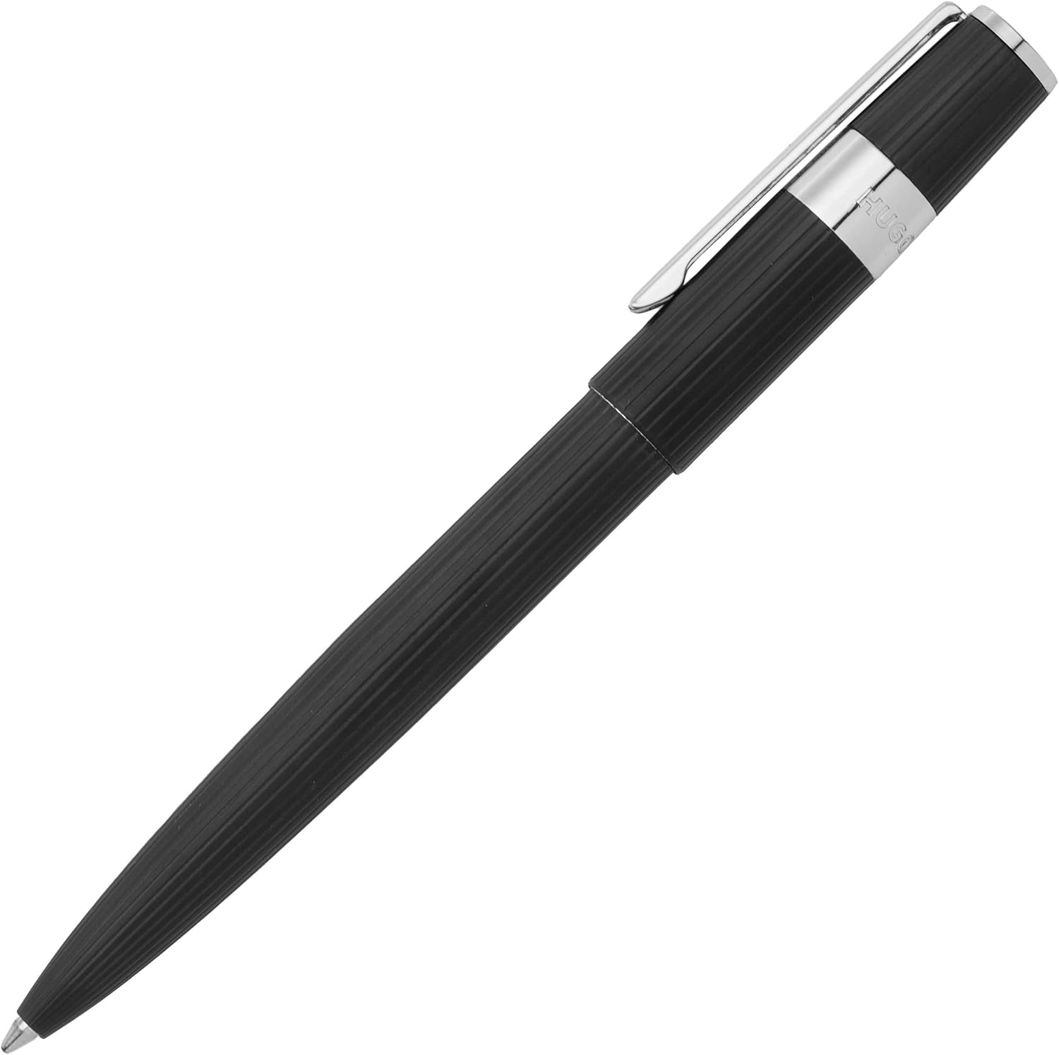 Hugo Boss Pen Set Gear Pinstripe Black/Chrome (Ballpoint Pen & Fountain Pen) | Gift Box