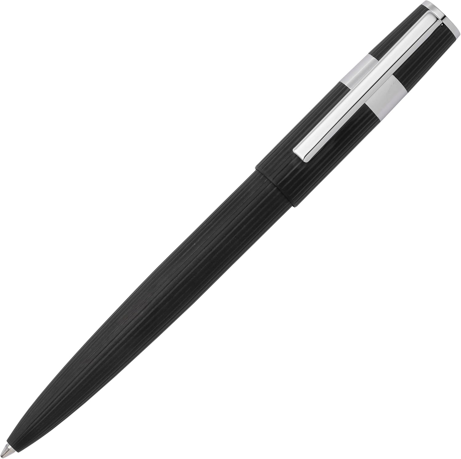 Hugo Boss Pen Set Gear Pinstripe Black/Chrome (Ballpoint Pen & Fountain Pen) | Gift Box