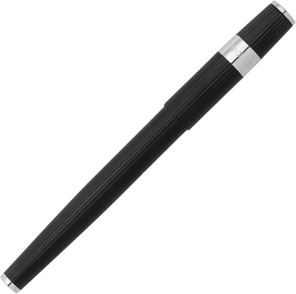 Hugo Boss Pen Set Gear Pinstripe Black/Chrome (Ballpoint Pen & Fountain Pen) | Gift Box