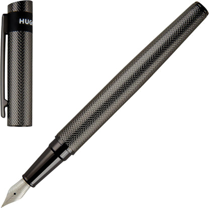 Hugo Boss Loop Diamond HSW3672D Fountain Pen Brass Gun Length 14.7cm Nib Size M