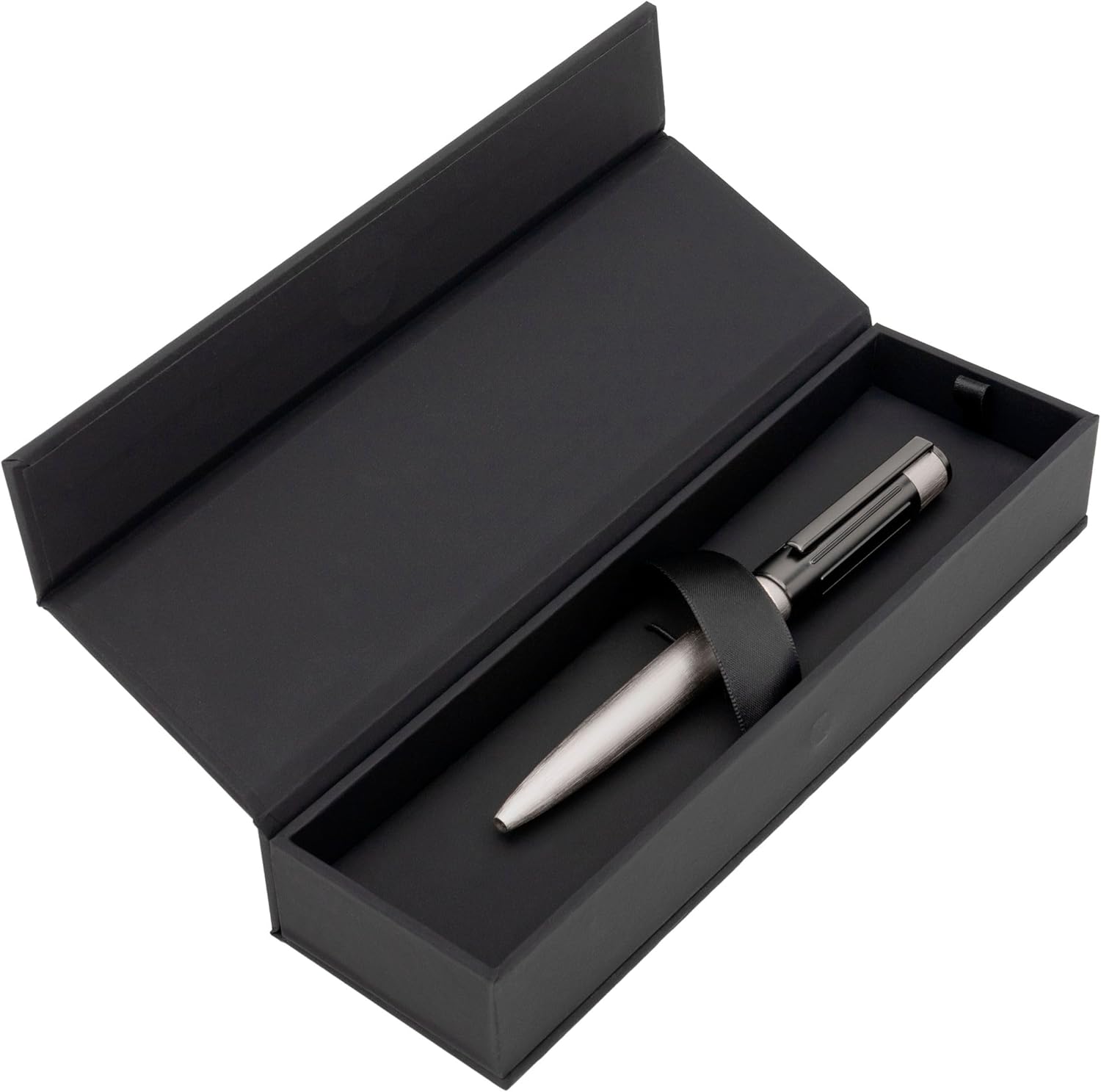 Hugo Boss Gear Ribs HSV3064B Brass and Aluminium Ballpoint Pen - Chrome - Length: 13.8cm - Blue