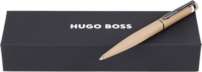 Hugo Boss Loop Iconic HSG3524X Ballpoint Pen Brass and Rubber Camel Length: 14.6cm Blue