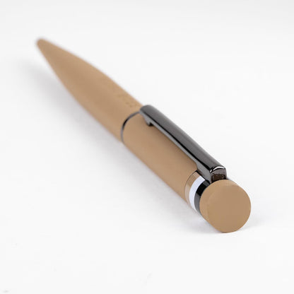 Hugo Boss Loop Iconic HSG3524X Ballpoint Pen Brass and Rubber Camel Length: 14.6cm Blue