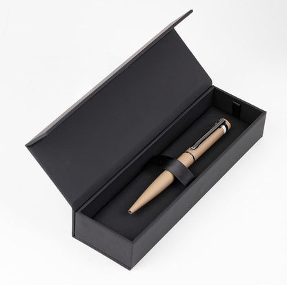 Hugo Boss Loop Iconic HSG3524X Ballpoint Pen Brass and Rubber Camel Length: 14.6cm Blue