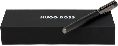 Hugo Boss Gear Ribs HSV3065A Brass and Aluminium Rollerball Pen - Black, Length: 13.8cm