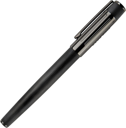 Hugo Boss Gear Ribs Black Ballpoint Pen & Fountain Pen Set, Dark Green/Black, Dimensions: 200 x 62 x 34 mm, HPBP306A