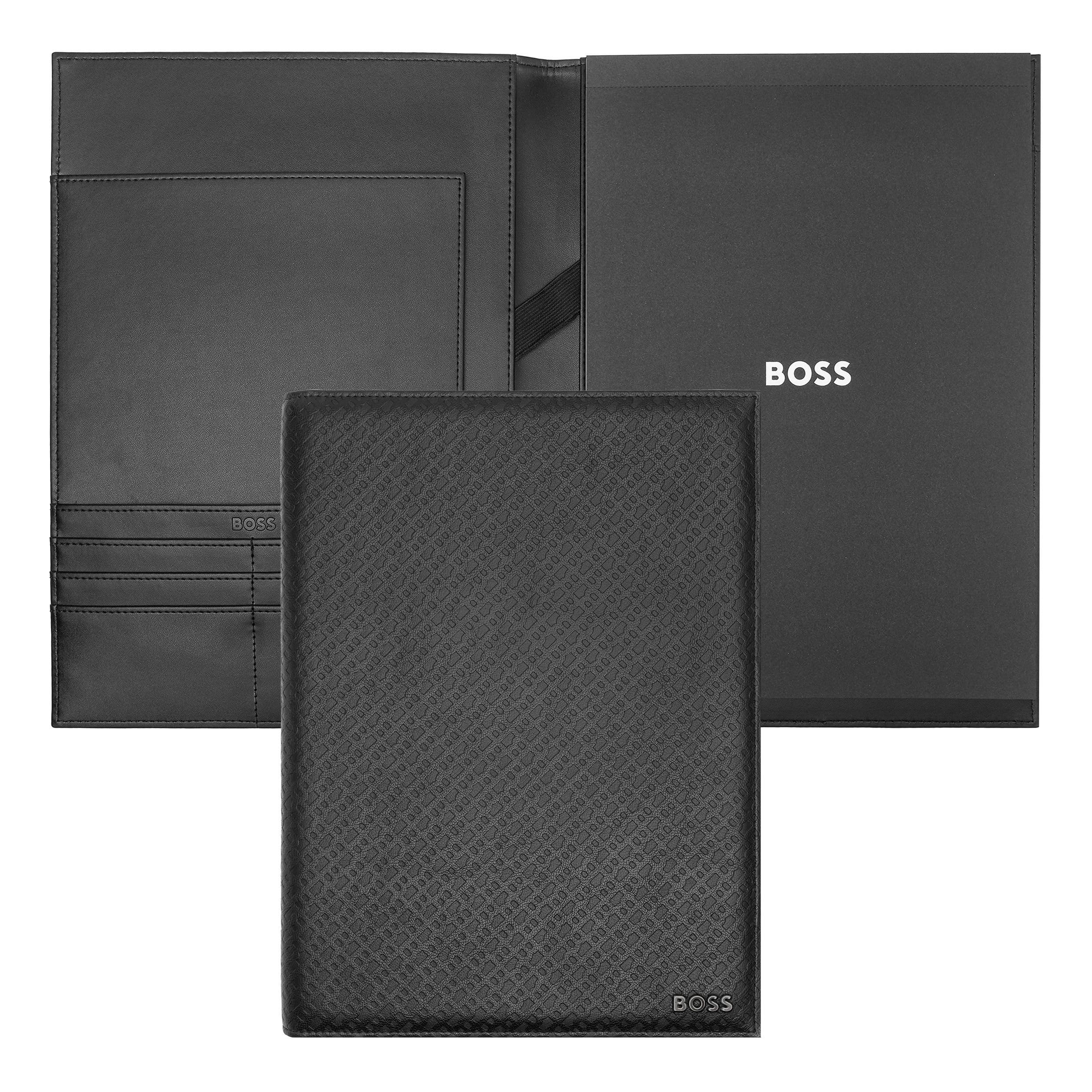 Hugo Boss Monogram A4 Writing Case Black