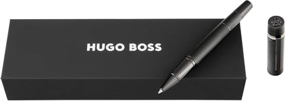 BOSS HUGO Core Iconic Black - Exclusive Brass Writing Instrument, Matte & Powder Coated in Gift Box - Elegant Design & Precise Lines (HSF521) (Rollerball)