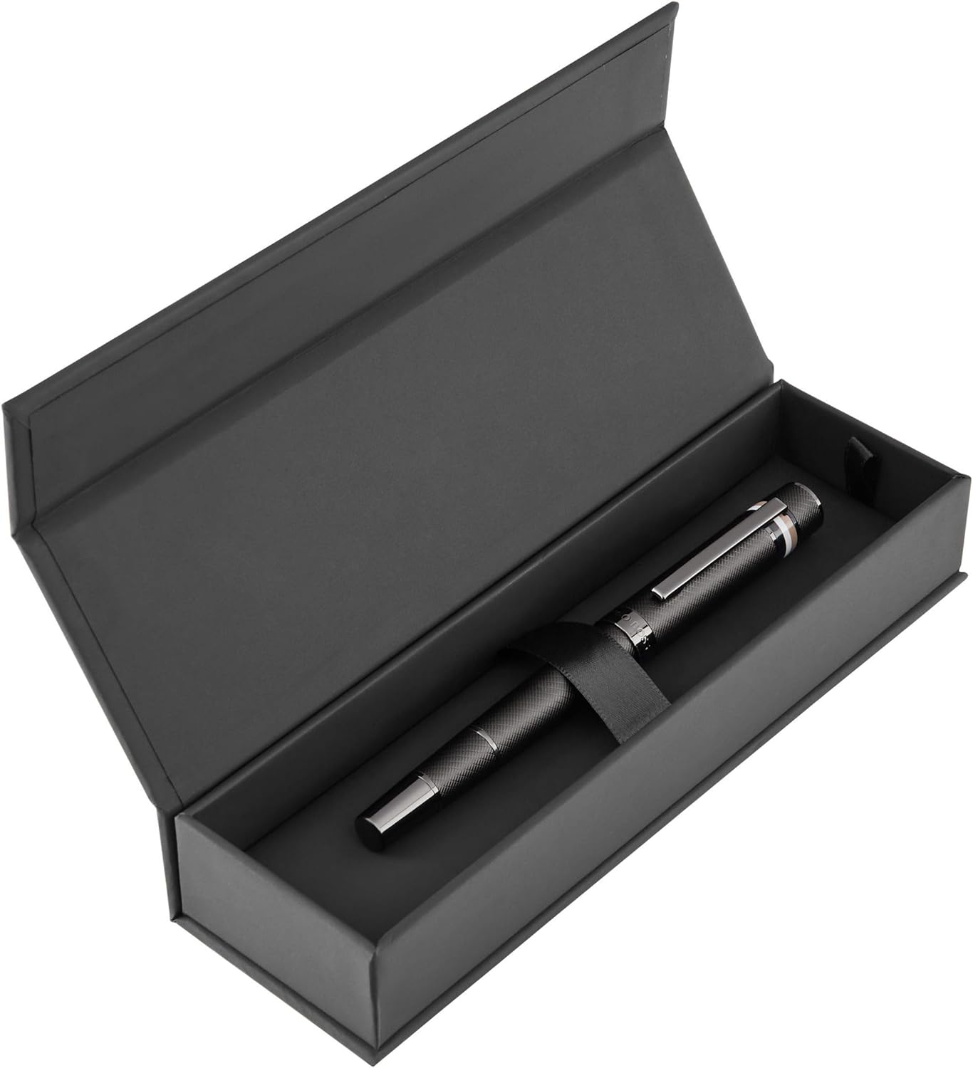 BOSS HUGO Core Iconic Black - Exclusive Brass Writing Instrument, Matte & Powder Coated in Gift Box - Elegant Design & Precise Lines (HSF521) (Rollerball)