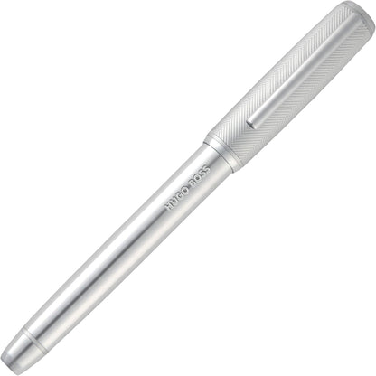 BOSS HUGO Pace Fountain Pen - Elegant Brass Writing Instrument Matte with Stainless Steel Nib - High-Quality Workmanship & Gift Packaging (HSL5652) (Silver