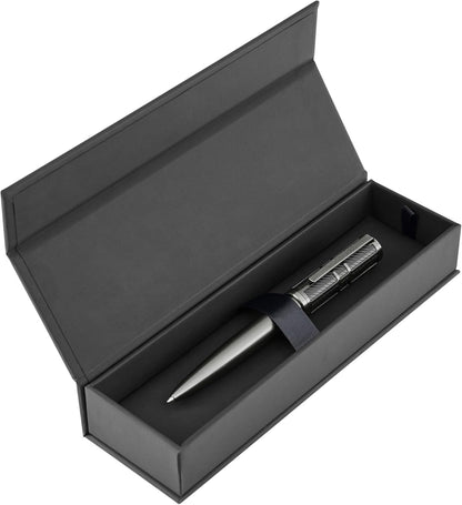 BOSS HUGO Frame Grid Black & Gun - Exclusive Textured Brass Ballpoint Pen - High Quality Writing Instrument in Gift Box - Industrial Design & Comfortable Feel (HSS5874