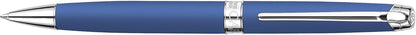 Caran d'Ache Leman Silver Plated Ballpoint Pen - Blue Matt