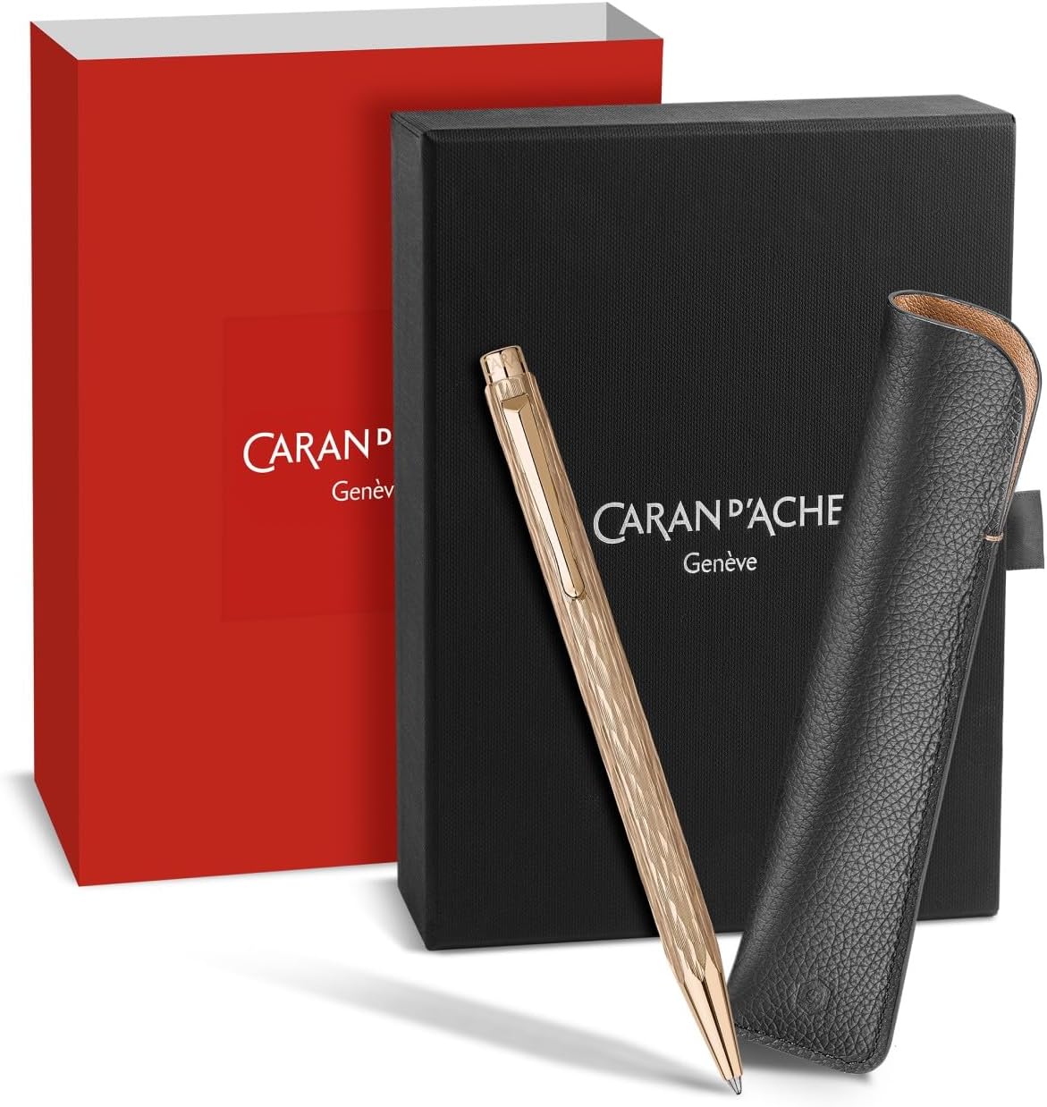 Caran d'Ache Ecridor Venetian Gilt Rose set Ballpoint and Leather Case