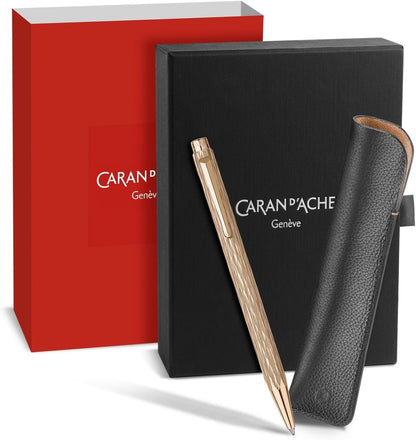 Caran d'Ache Ecridor Venetian Gilt Rose set Ballpoint and Leather Case
