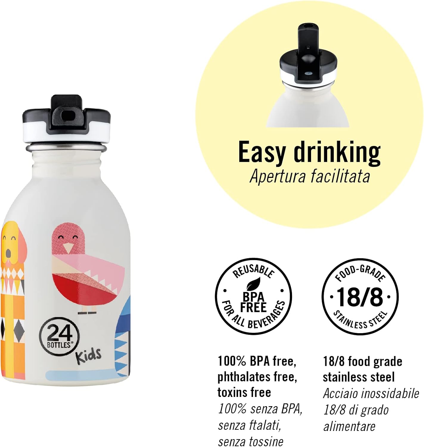 24 Bottles - Kids Collection - Urban Bottle 250 ml w. Sports Lid - Magic Friends (24B931