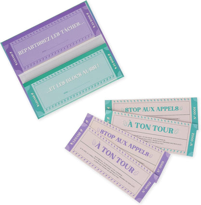 Legami - Bloc de 48 (24 + 24) bons d'achat pour les nouveaux parents en français, coupon à détacher, idée cadeau, thème des nouveaux parents, 20,3 x 8,4 cm