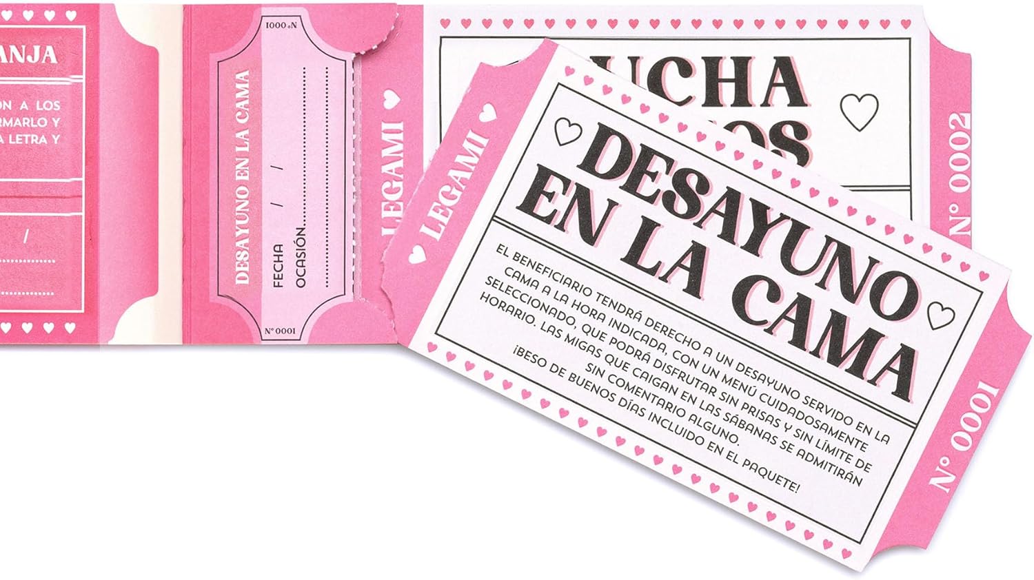 LEGAMI - Block of 24 Romantic Vouchers, Gift Coupons for Valentine, Birthday, Anniversary, FSC Certified Paper