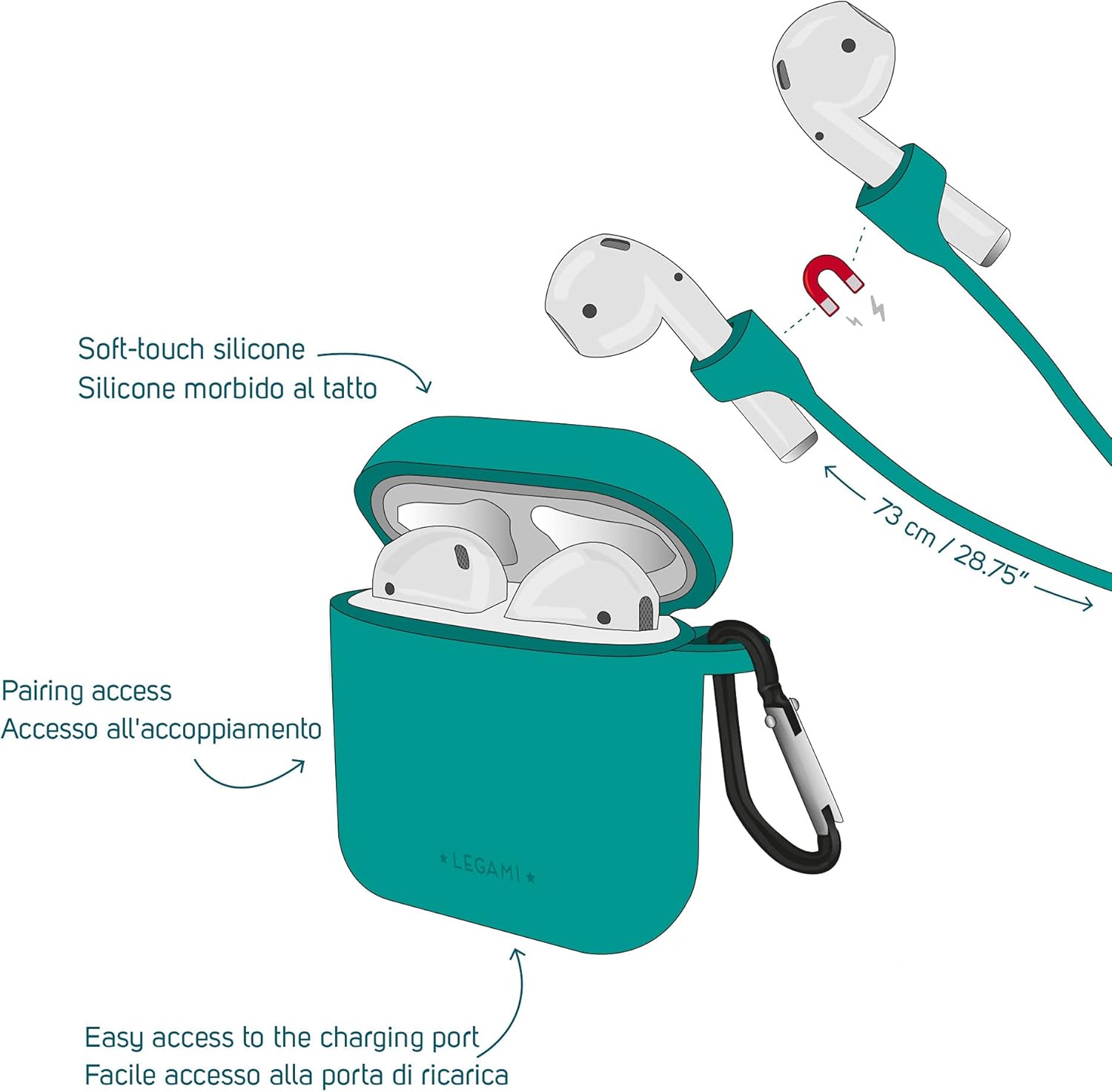 Legami Kit Airpod 1-2 Case - Turquoise