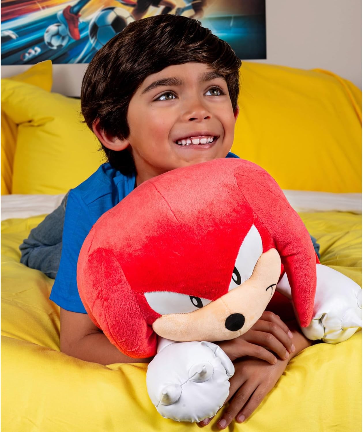 Sonic The Hedgehog Knuckles Jumbo Plush, 28” / 45cm Tall Plush Made of Premium Soft Material, Suggested For Ages 3 for Boys, Collectible Plush Toy