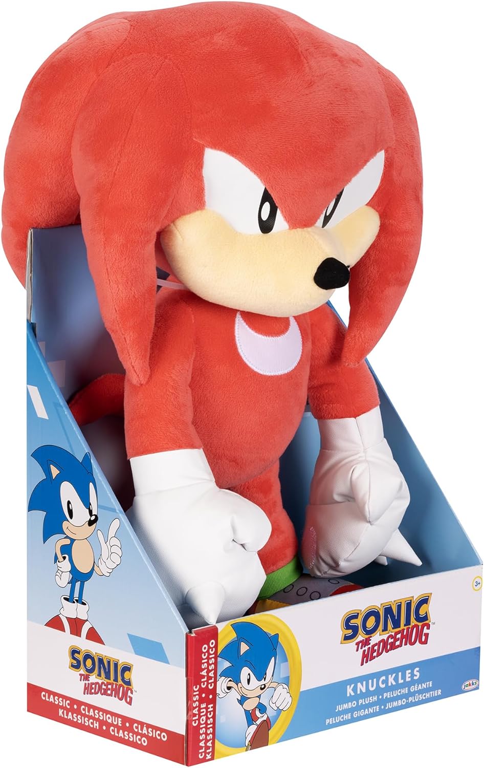 Sonic The Hedgehog Knuckles Jumbo Plush, 28” / 45cm Tall Plush Made of Premium Soft Material, Suggested For Ages 3 for Boys, Collectible Plush Toy