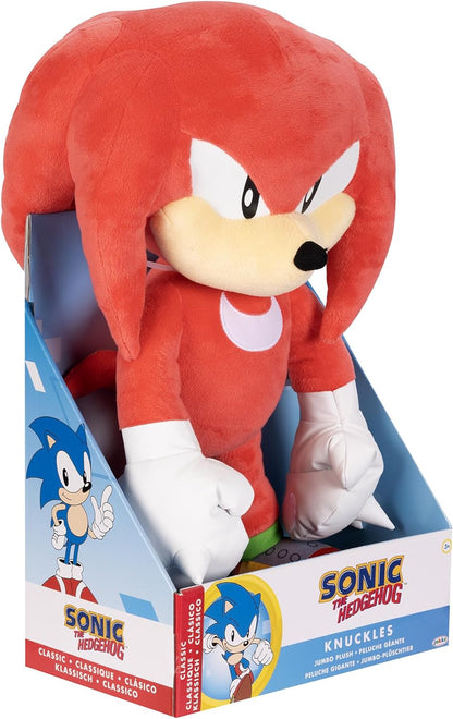 Sonic The Hedgehog Knuckles Jumbo Plush, 28” / 45cm Tall Plush Made of Premium Soft Material, Suggested For Ages 3 for Boys, Collectible Plush Toy
