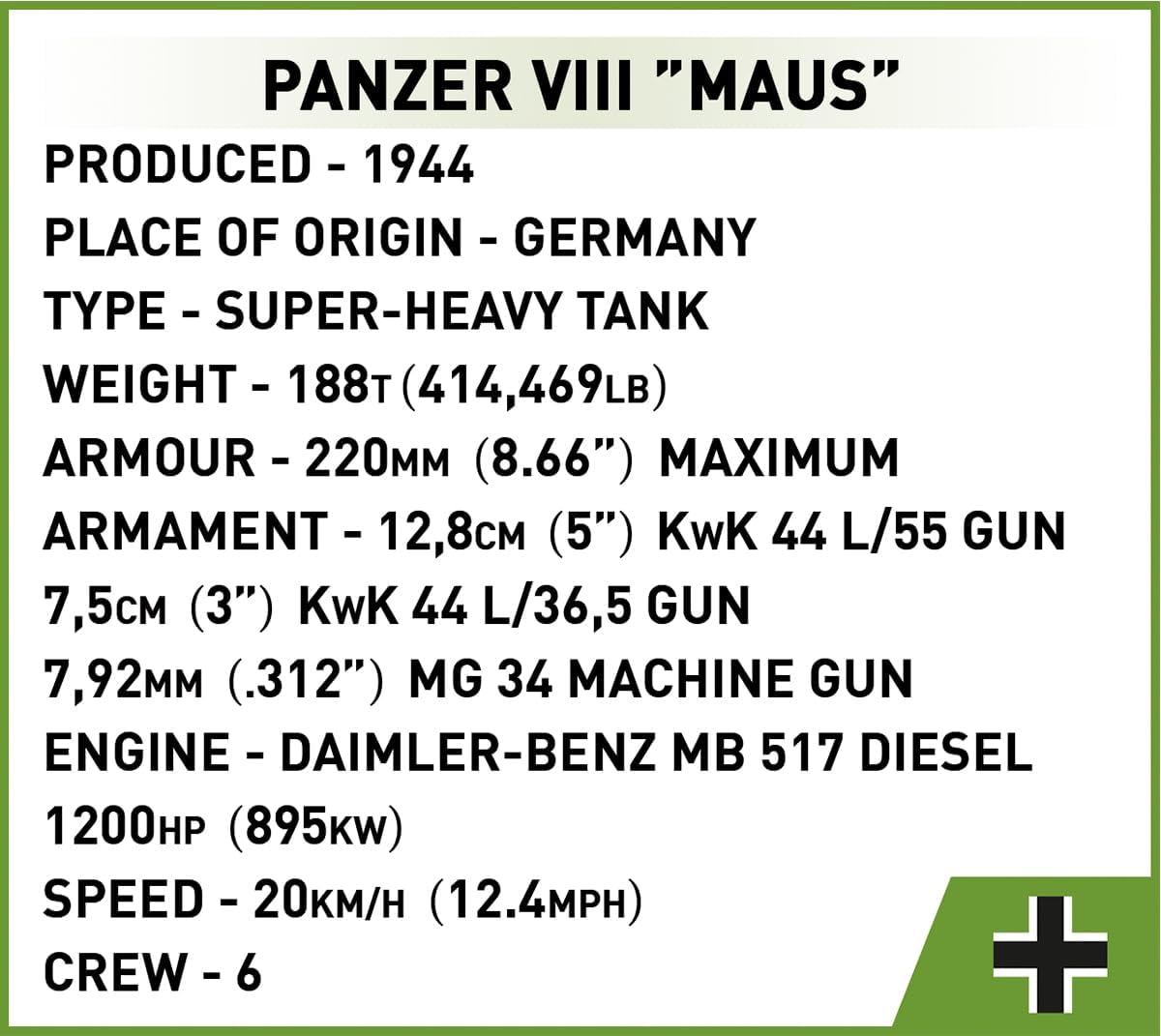 COBI PANZER VIII MAUS