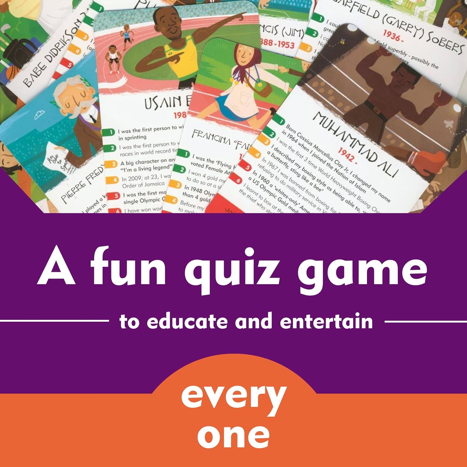 History Heroes: SPORTS - A Quiz Card Game for Kids, Adults, Game Night - Fun, Family Friendly, Educational Game About Amazing People in Sport History