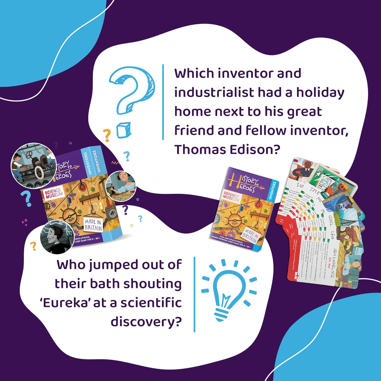 History Heroes: INVENTORS - STEM Quiz Card Game for Kids, Adults, Game Night- Family Friendly Party Game About Inventors & Science- Fun & Educational Conversation Game