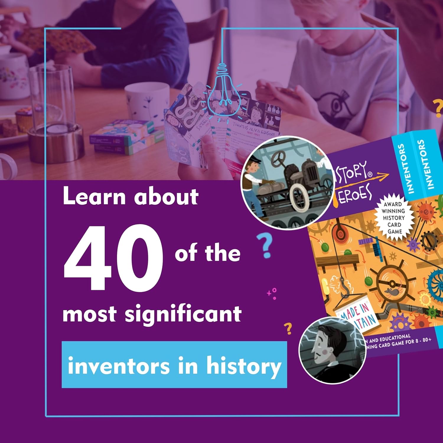 History Heroes: INVENTORS - STEM Quiz Card Game for Kids, Adults, Game Night- Family Friendly Party Game About Inventors & Science- Fun & Educational Conversation Game