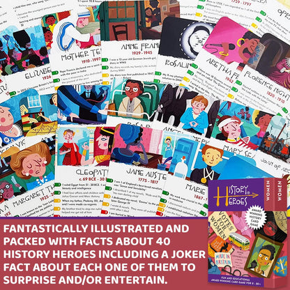 History Heroes: Women - History Quiz Card Game for Kids, Adults, Game Night - Family Friendly Party Game for About Great Women - Fun & Educational Conversation Game