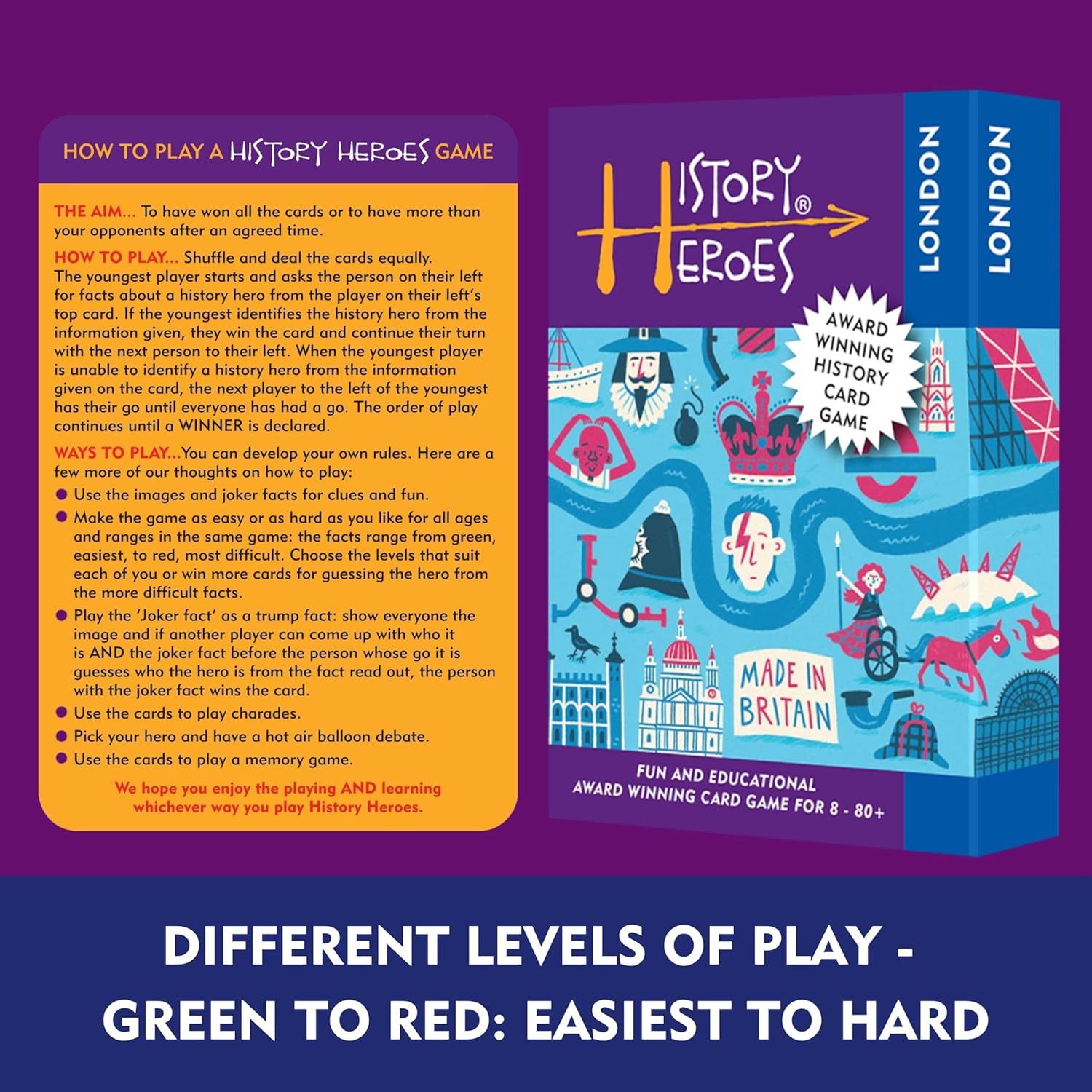 History Heroes: London - History Question Card Game for Kids, Adults, Game Night - Family Friendly, Fun & Educational Quiz Game About London’s History & Famous Londoners