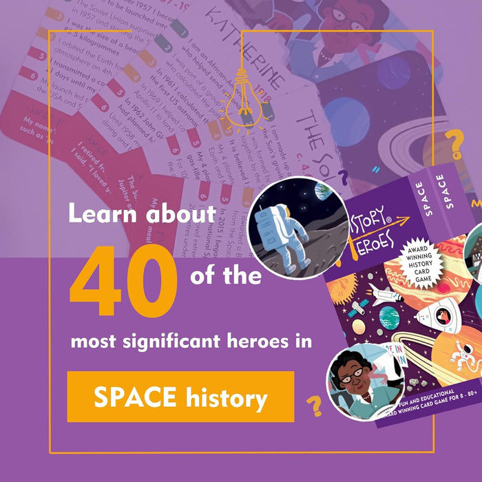 History Heroes: SPACE - Space Quiz Game for Kids, Adults, Game Night - Family Friendly Party Game About the History Of Space - Fun & Educational Card Game