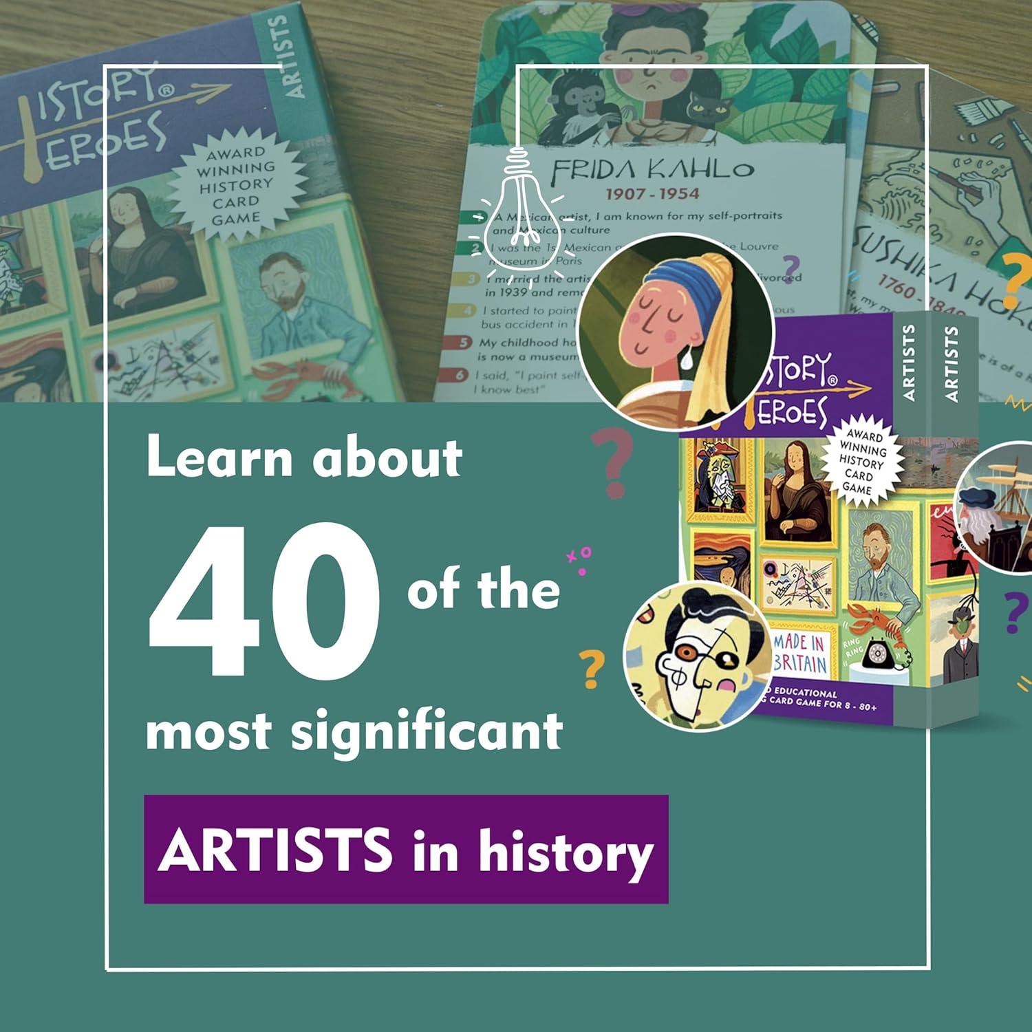 History Heroes: ARTISTS - Art History Quiz Card Game for Kids, Adults, Game Night - Family Friendly, fun & educational Party Game About Famous Artists