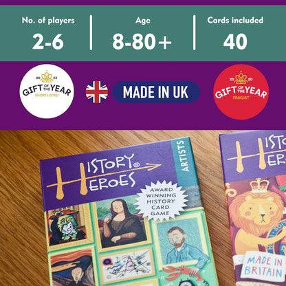 History Heroes: ARTISTS - Art History Quiz Card Game for Kids, Adults, Game Night - Family Friendly, fun & educational Party Game About Famous Artists