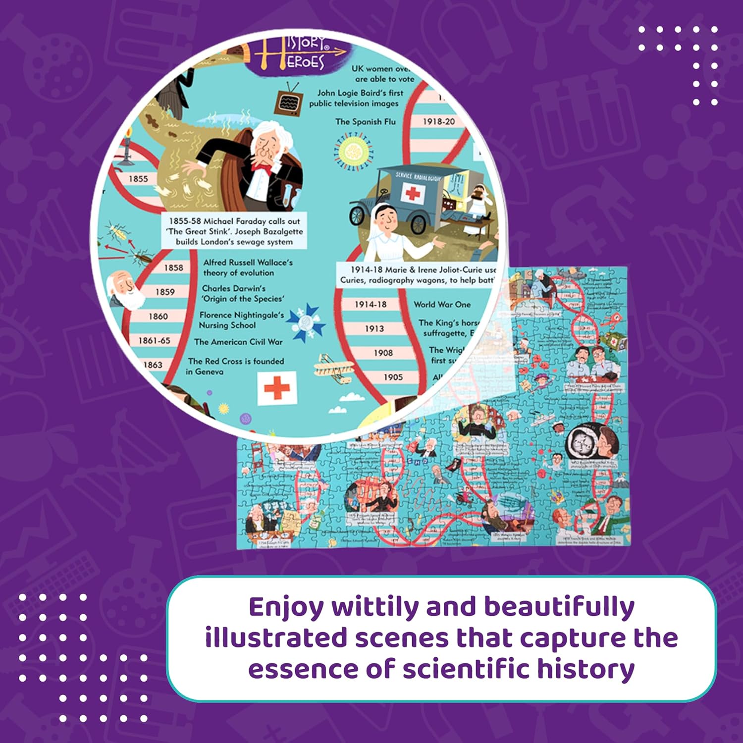 History Heroes: Medicine Makers - 500 Piece Jigsaw Puzzle for Kids & Adults - Educational Puzzle Game About Medical Science - Fun Family Activity & Learning Experience
